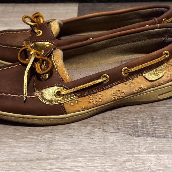 Sperry’s Brown and Gold Women's Loafers - Picture 8 of 9